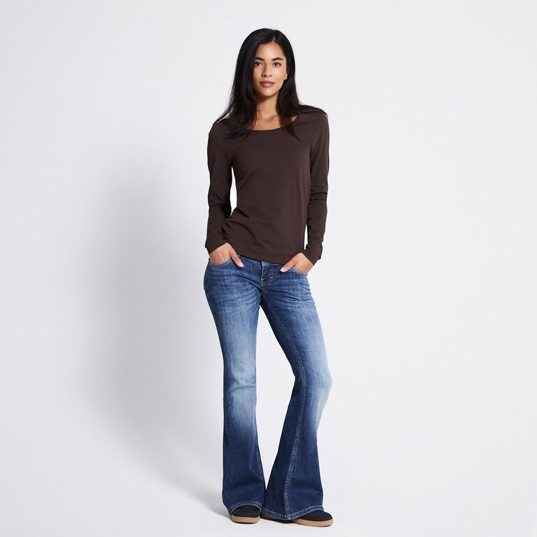 Basic long sleeve top "Fredrika" Brown